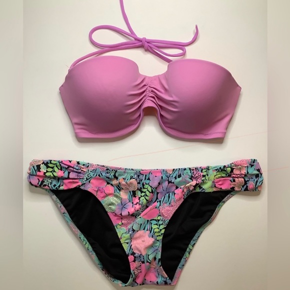 VICTORIA'S SECRET The Flirt Bandeau Pink Bikini Size 32DD/M - Picture 7 of 7